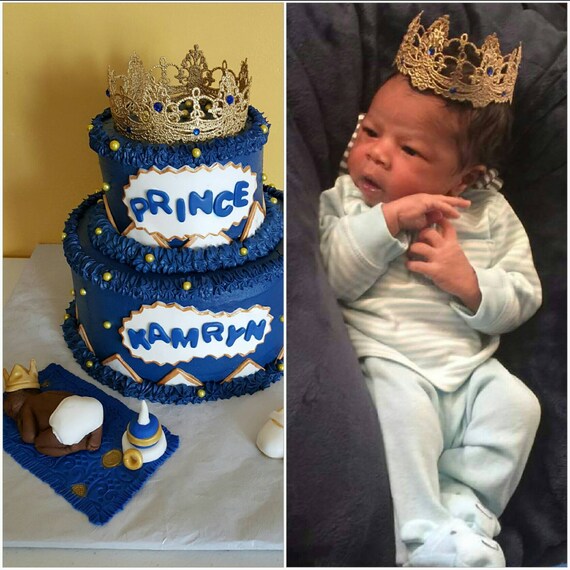 Couronne Mini Or Premier Bebe Crowncake Topper Bebe Garcon Etsy
