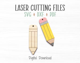 Pencil Earrings SVG File for Laser, Cut and Score File for Fast Cutting on a Glowforge Laser, Earring SVG Template File