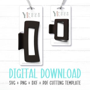 Claw Clip Cards SVG Bundle, Packaging and Hanging Display Card Template for 2" and 4" Claw Clips, Laser, Cricut, and Silhouette Compatible