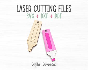 Highlighter Earrings SVG File for Laser, Cut and Score File for Fast Cutting on a Glowforge Laser, Earring SVG Template File