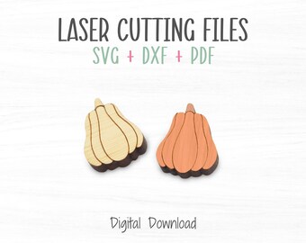 Pumpkin Stud Earrings Laser SVG File, Cut and Score File for Fast Cutting on a Glowforge Laser, Stud Earrings SVG Template