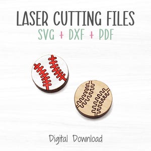 Baseball Stud Earrings Laser SVG File, Cut and Score File for Fast Cutting on a Glowforge Laser, Stud Earrings SVG Template