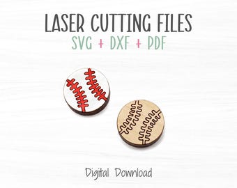 Baseball Stud Earrings Laser SVG File, Cut and Score File for Fast Cutting on a Glowforge Laser, Stud Earrings SVG Template