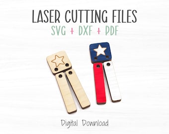 Stars & Stripes connector oorbellen SVG-bestand voor laser, Fourth of July sieraden SVG-sjabloon, Glowforge getest, commercieel gebruik