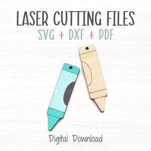 Crayon Earrings SVG File for Laser, Cut and Score File for Fast Cutting on a Glowforge Laser, Earring SVG Template File