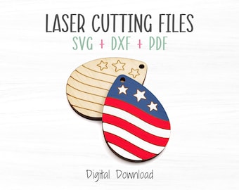 Stars & Stripes oorbellen SVG-bestand voor laser, Fourth of July sieraden SVG-sjabloon, Glowforge getest, commercieel gebruik