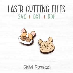Happy Dog レーザー イヤリング SVG ファイル、Glowforge を含むレーザー彫刻機での高速切断用のカットおよびスコア テンプレート
