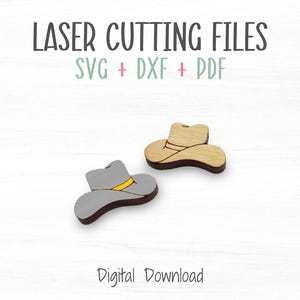 Cowboy Hat Stud Earrings Laser SVG File, Cut and Score File for Fast Cutting on a Glowforge Laser, Stud Earrings SVG Template