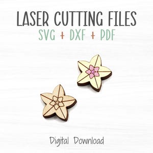 Hoya フラワー スタッド イヤリング レーザー SVG ファイル、Glowforge を含むレーザー彫刻機での高速切断用のカットおよびスコア テンプレート