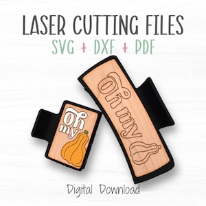 Fall Gourd Claw Clip Laser SVG Bundle, Hair Claw Clip SVG Cover Cut Template File, Glowforge Tested