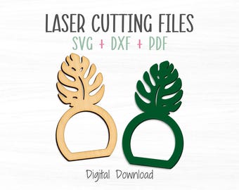 Monstera Leaf Napkin Ring SVG File, Laser Digital File, Laser cut file, Cutting Machine SVG, Commercial Use, Napkin Ring SVG, BB02009