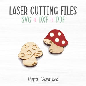 Mushroom Stud Earrings SVG File for Laser, Cut and Score File for Fast Cutting on a Glowforge Laser, Stud Earring SVG Template