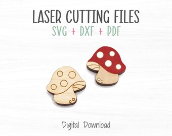 Archivo SVG de aretes de hongo para láser, archivo de corte y rayado para corte rápido en un láser Glowforge, plantilla SVG de aretes