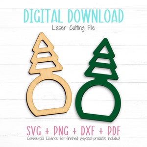 Weihnachten Serviettenring SVG-Datei, Laser digitale Datei, Laserschnitt-Datei, Schneidemaschine SVG, kommerzielle Nutzung, Pine Tree Serviettenring SVG, BB02010
