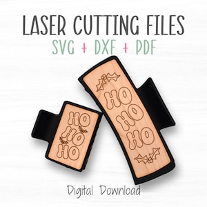 Claw Clip SVG Cut File Template with Christmas Score Design, Claw Clip Cover Template, Glowforge Tested Digital File, Commercial Use