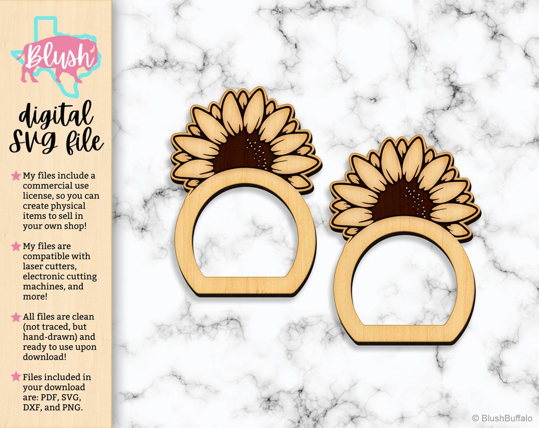 Sunflower Napkin Ring SVG File Laser Digital File Laser Cut - Etsy