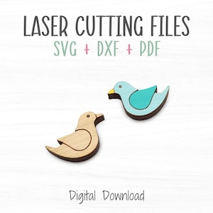 File SVG laser Little Bird, modello di file per orecchini e progetti artigianali tagliati e segnati al laser