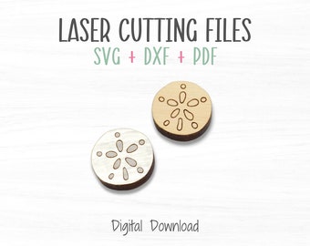 Sand Dollar Earrings Laser SVG File, Cut and Score File for Fast Cutting on a Glowforge Laser, Stud Earrings SVG Template