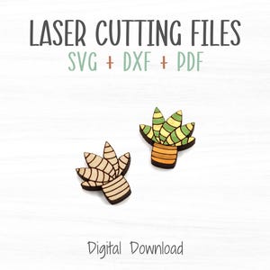 植物レーザーイヤリング SVG ファイル、Glowforge を含むレーザー彫刻機での高速切断用のカットおよびスコア テンプレート