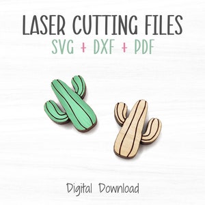Saguaro cactus oorbellen SVG-bestand, knippen en scoren DIY cabochon oorbellen sjabloon voor snijden op een laser