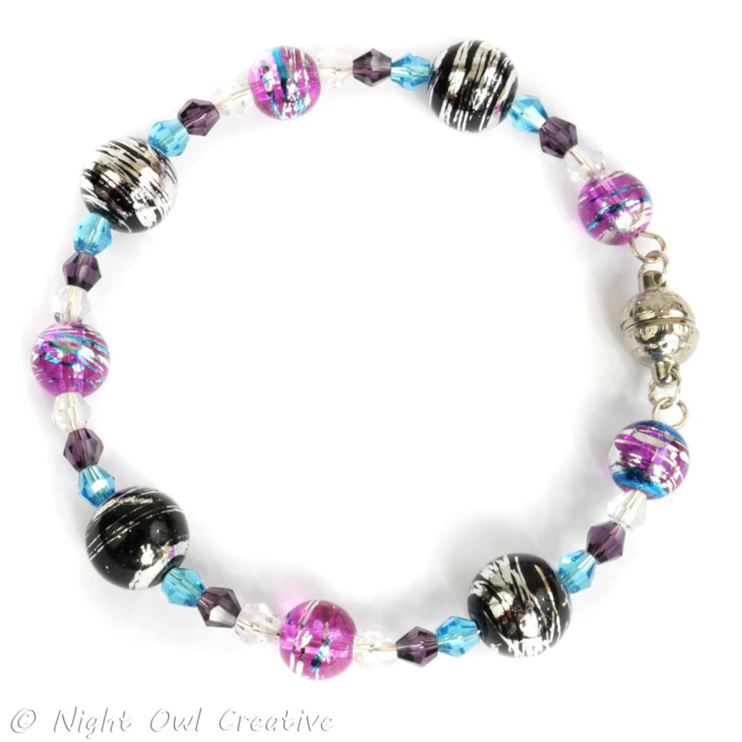 Bracelet Perles Résine Et Acier Inoxydable Argenté - Longueur 18 Cm - Neuf Avec étiquettes - Style Cœur Et Amour