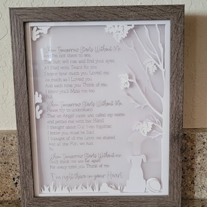 When Tomorrow Starts Without Me, Dog or Cat Pet Sympathy Gift Pet Memorial Keepsake Pet 3D 8x10 Shadow Box Fairy Lights