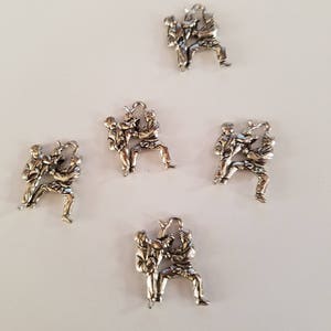 5 Martial Arts, TaeKwonDo, Karate, Kung Fu, Wushu, MMA Charms Antique Pewter Color image 2