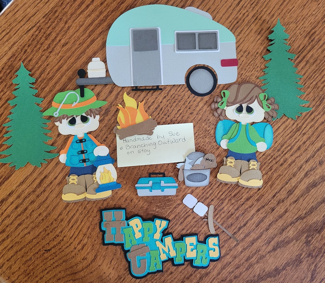 Happy Campers Paper Piecing, Handmade Scrapbook Embellishment - Etsy
