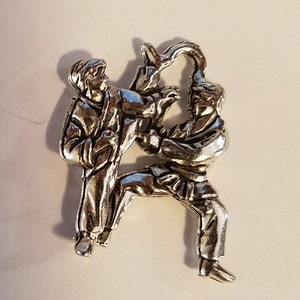 10 Antique Silver tone  Pewter Charms - Tae Kwon Do, TKD, Martial Arts,