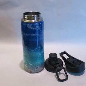 Beach Themed Custom 20 Unzen Duo Hydro Flasche - 2 Deckel! Echter Sand!