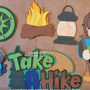 Take A Hike Boy Or Girl Paper Piecing  Cute  Premade Scrapbooking Embellishment hand made Not Digital Not Printed