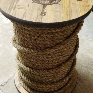 Make a statement with this Nautical style Rope Accent Table. Hand stained Compass rose design. 18 round. Rope table, Spool table image 4