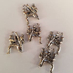 5 Charms Martial Arts, TaeKwonDo, Karate, Kung Fu, Wushu, MMA Charms - Antique Pewter Color