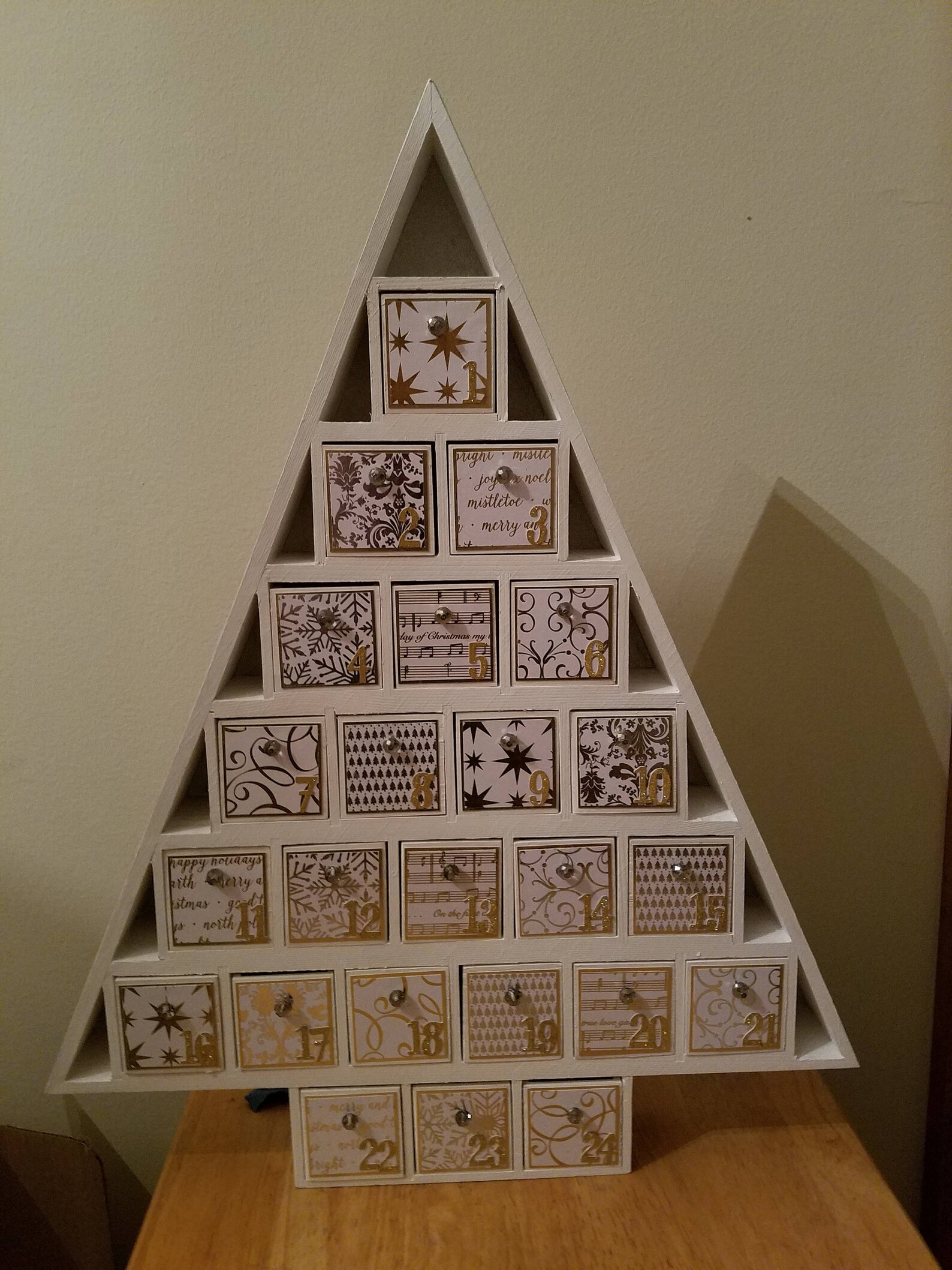 White Gold and Silveradvent Calendar Tree Glass Etsy