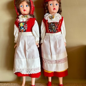 Vintage doll pair, Norwegian style, Antique, tourism gift