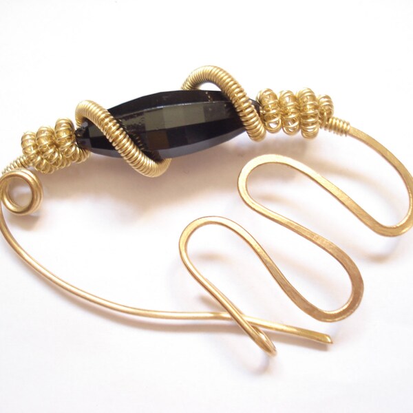 Shawl Pin Bronze Scarf or Sweater Pin Wire Bronze Black Shawl Pin Metalwork Hair Pin, Modern Brass Scarf Pin, Contemporary Fibula Wire Pin