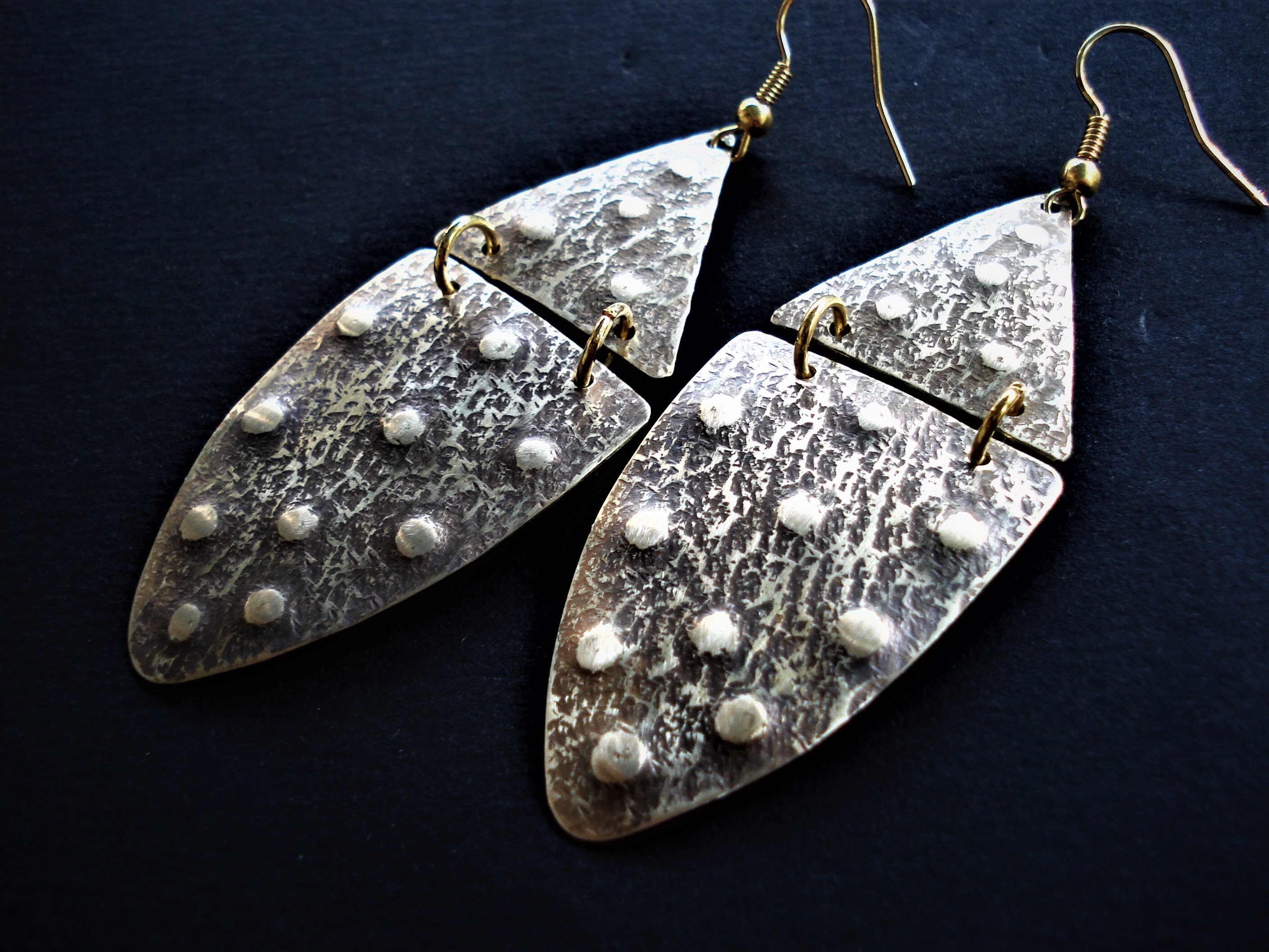 Unique Bronzite Sundance Artisan Copper Pyrite & RAW SOLID BRONZE Earrings 