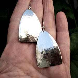 Hammered Silver Simplistic Earrings Metalwork Unique Modern Silver Handcrafted Earrings Minimal Sterling Silver Earrings