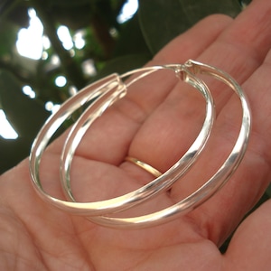Sterling Silver Hoop Earrings Medium Hoops Solid Sterling Silver 925 Hoop Earrings Everyday Minimalist Sterling Silver Hoops Endless Hoops