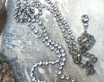 Vintage Rhinestone Silver Tone Chain Belt/Necklace, Sparkling! s-l400.jpg main image 3
