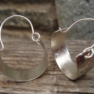 Hammered Silver Small Hoop Earrings Contemporary Handcrafted Hoops ...