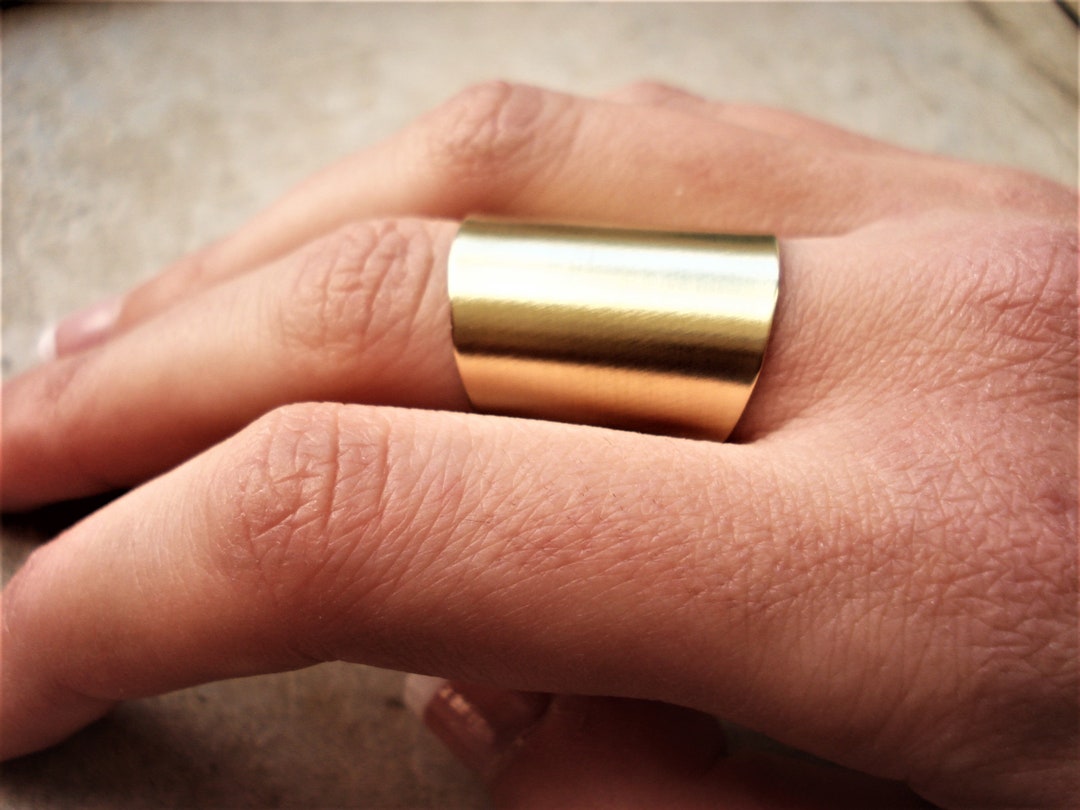 Smooth Bronze Cuff Ring Armor Wide Band Ring Statement Minimal Ring