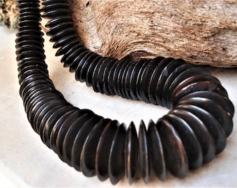 Vintage Nepalese Bone and Horn Brown Necklace Bold Statement Chunky Necklace Tibetan Choker Necklace Brown Rondelles Necklace