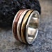 NOVICA Artisan Handmade Sterling Silver Spinner Ring With Brass & Copper - 'Moving Patterns' Meditation Ring