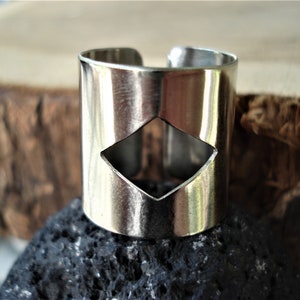 Silver Cut Out Rhombus Ring Modern Geometric Adjustable Ring Statement Rhombus Cut Out Silver Ring Unique Band Ring Valentine&#39;s Gift Ring