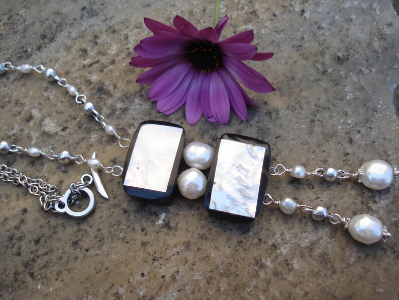 Wire Wrapped Pearls Necklace Mother of Pearl Unique Pendant Etsy UK