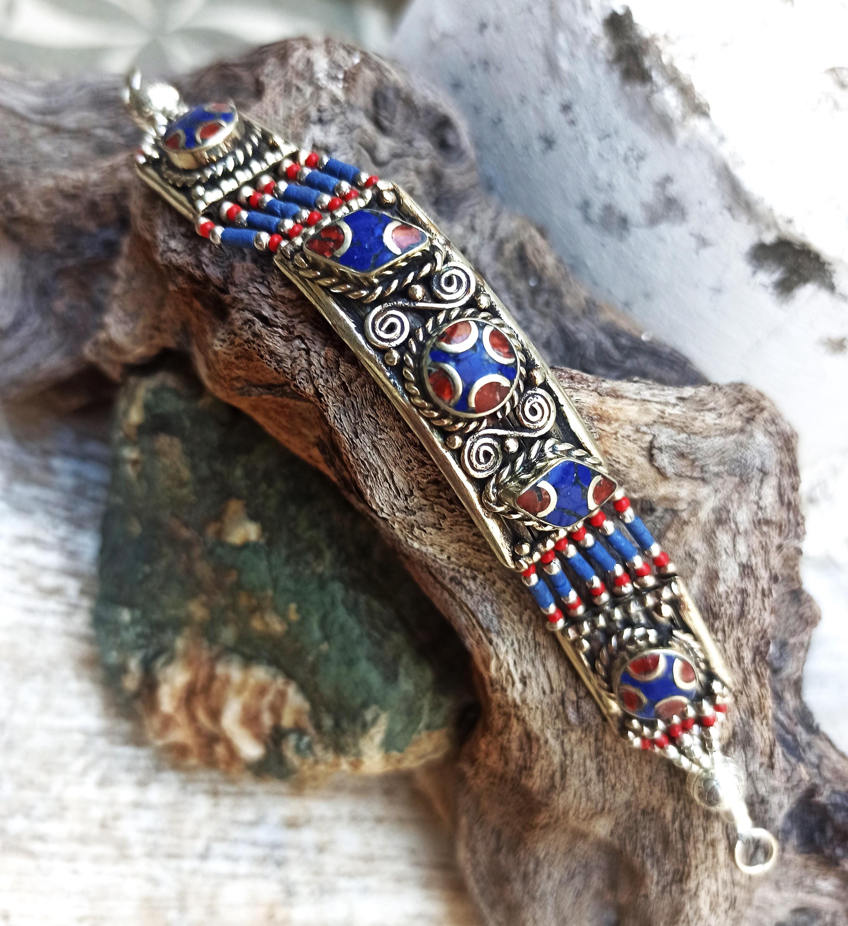 Lot De 4 Bracelets Tibétains - Corail, Turquoise, Lapis Lazuli - Neuf Sans Emballage