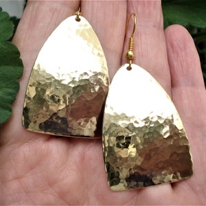 Hammered Bronze Contemporary Minimalist Earrings Metalwork Unique Geometrical Earrings Modern Handcrafted Earrings