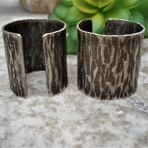 Hammered Oxidized Silver Band Ring Wide Cuff Adjustable Ring Modern Unisex Ring Contemporary Statement Silver Ring Metalwork Handmade Ring