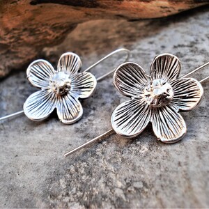 Sterling Silver Floral Earrings Modern Unique Riveted Earrings Metalwork Artisan Cold Connection Earrings Minimalist Statement Earrings
